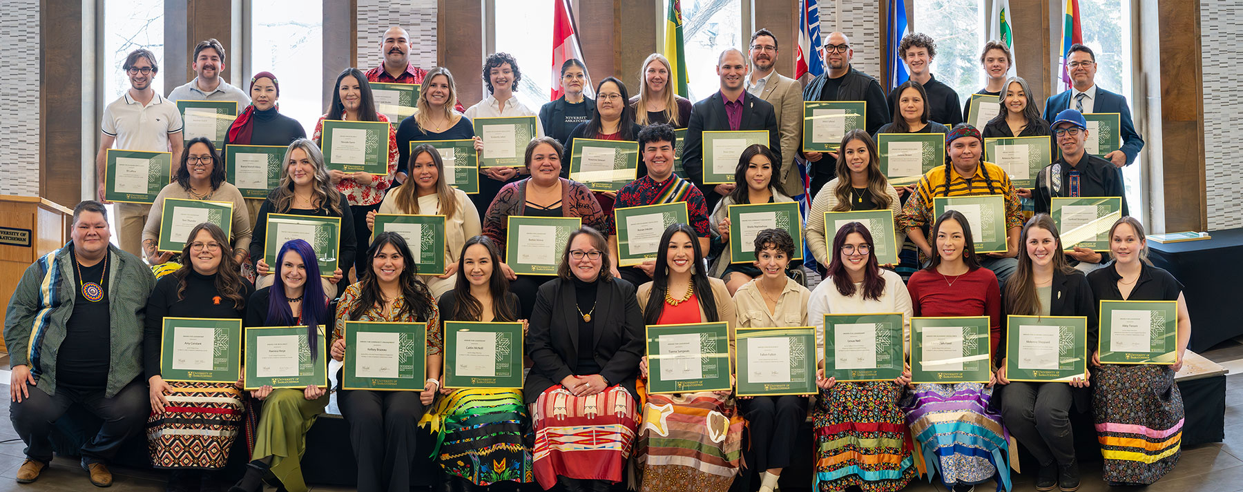 2025 Indigenous Student Achievement Award recipients (clockwise left to right): Shay Quinn, Dominga Robinson, Dylan Bauman, Jennifer Amarualik Yaremko, Adam McInnes, Aubrey-Anne Laliberte Pewapisconias, Raymond Fox, Zoey Bourgeois