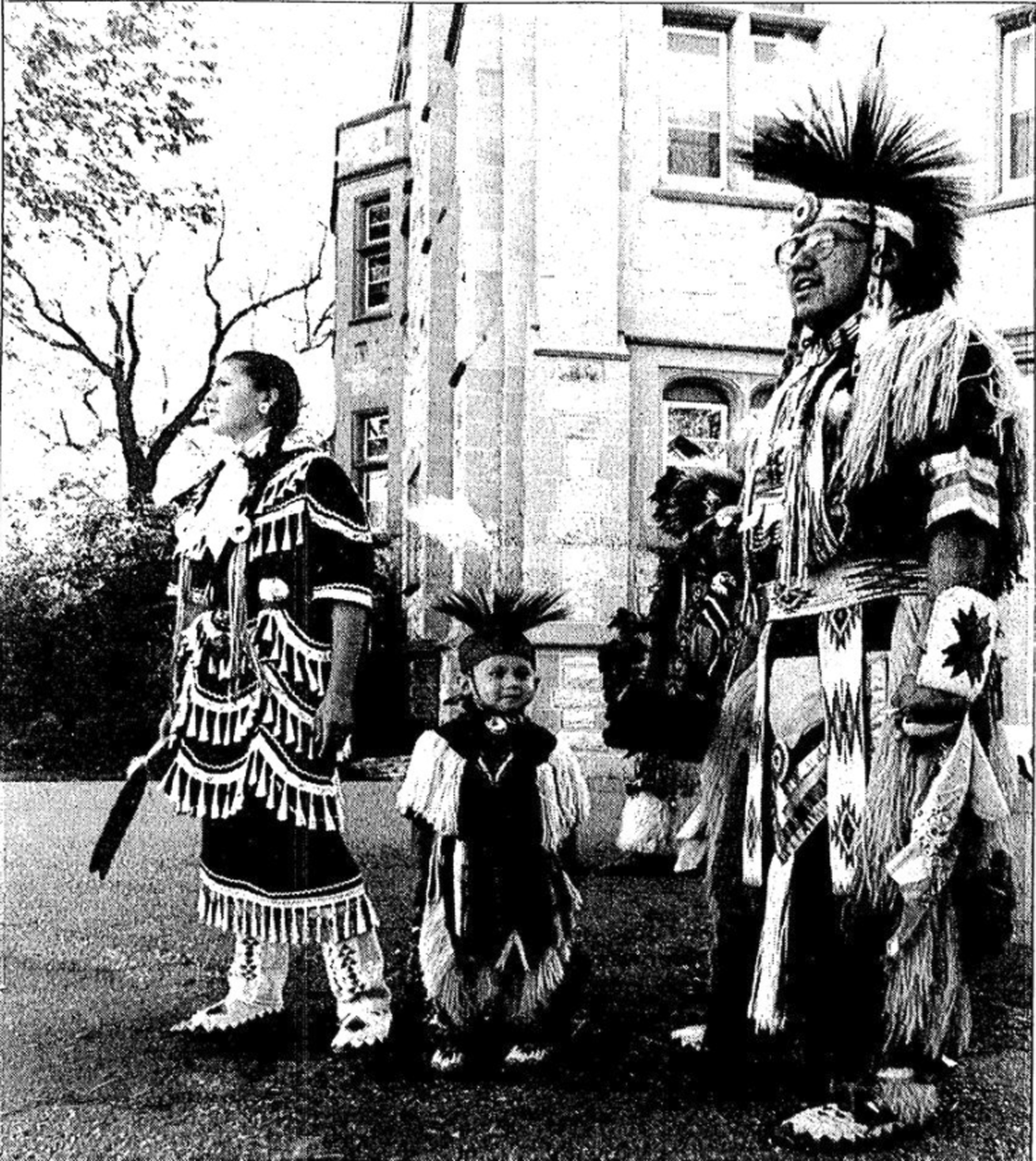 The Great Plains Dance Troupe held a powwow in the Bowl in September 1988 as part of the Welcome Week festivities. Photo: Tim Olheiser/The Sheaf